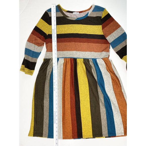 Egs California Fit & Flare Dress Sz Medium Colorful Stripes Colorblock Stretchy - Picture 6 of 11